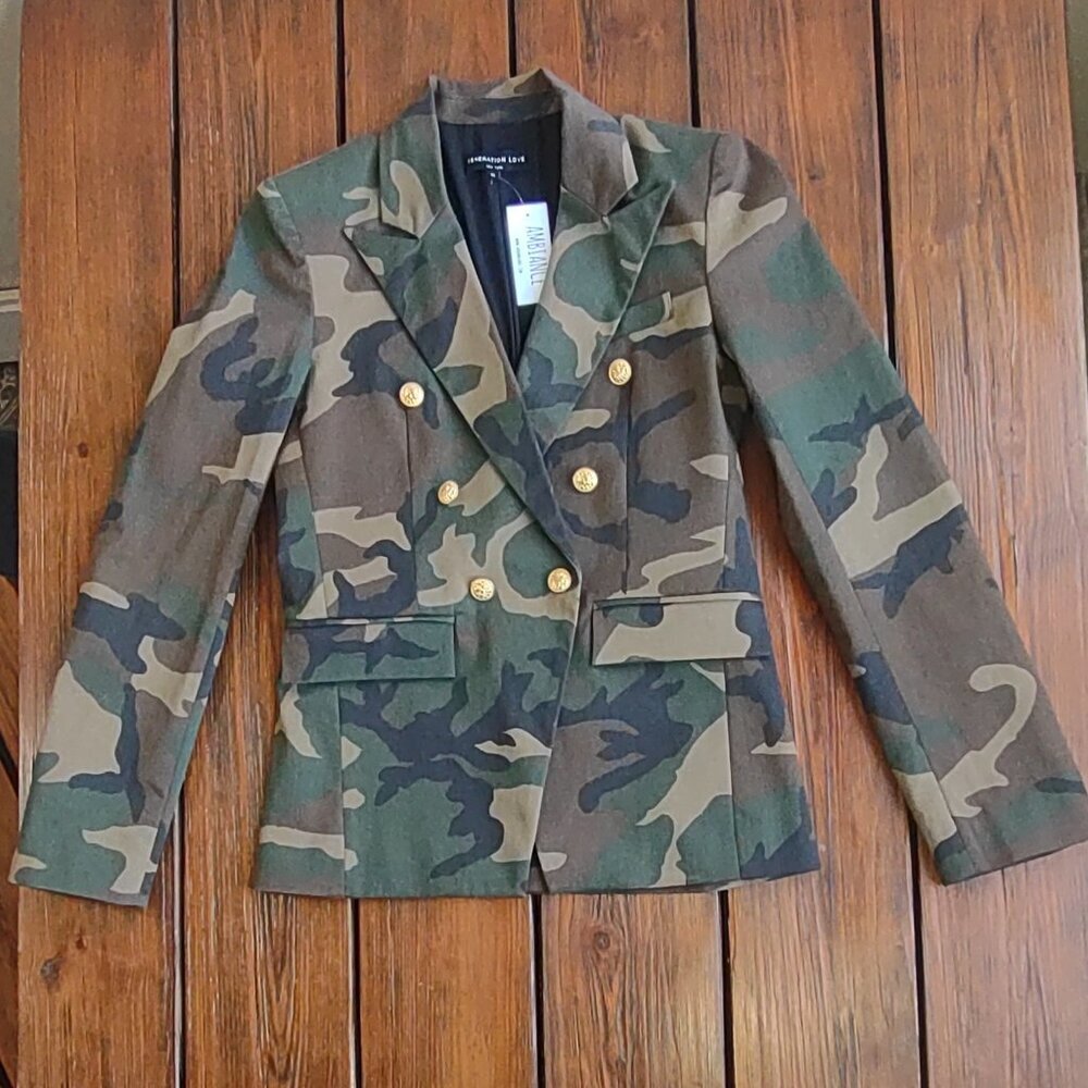 NWT Generation Love Camo Blazer Edgy Military-Inspo Utility Luxe  Size XS - Picture 5 of 15